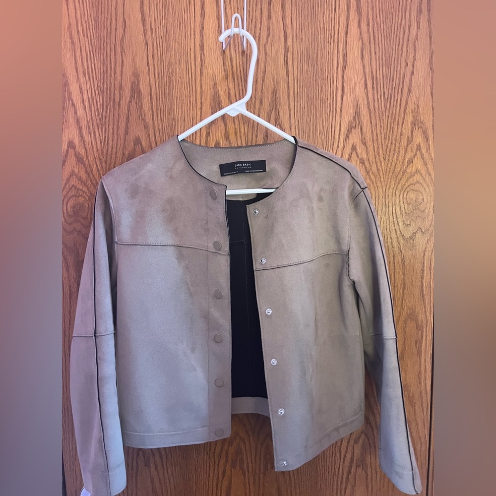 Zara Basic Women Jacket Suede Brown